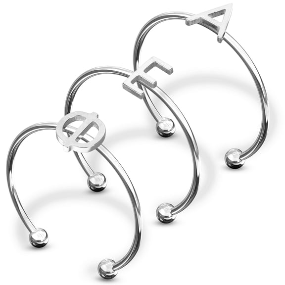 Sorority Shop Alpha Epsilon Phi Stacking Ring Set - Adjustable Rings with Silver Plating