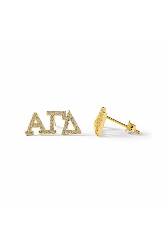 Sorority Shop Alpha Gamma Delta Earrings AGD 18K Gold Plated Sorority Gifts Earrings, Long-Lasting Alpha Gamma Delta Gifts for Women