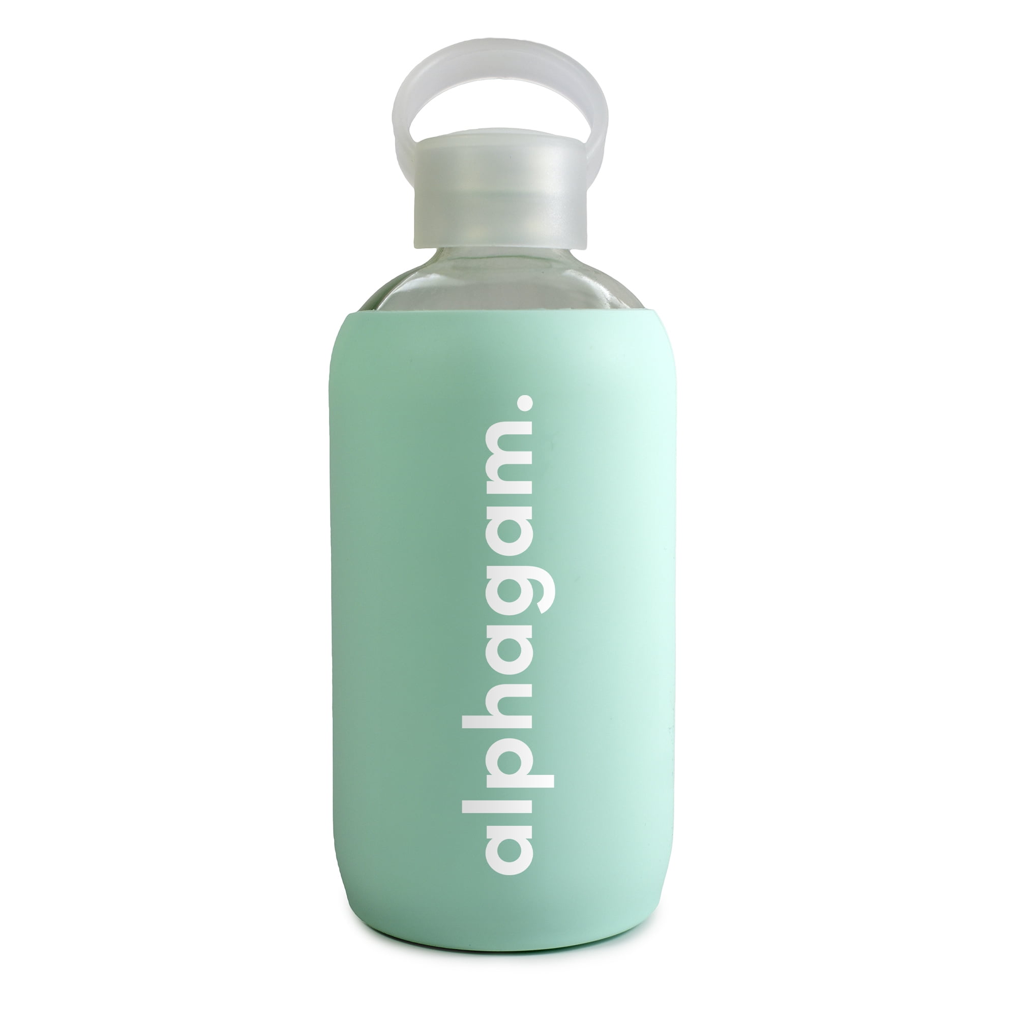 Sorority Shop Alpha Gamma Delta Glass Water Bottle with Silicone Sleeve - 16 Oz Reusable Water Bottle with Leakproof Cap