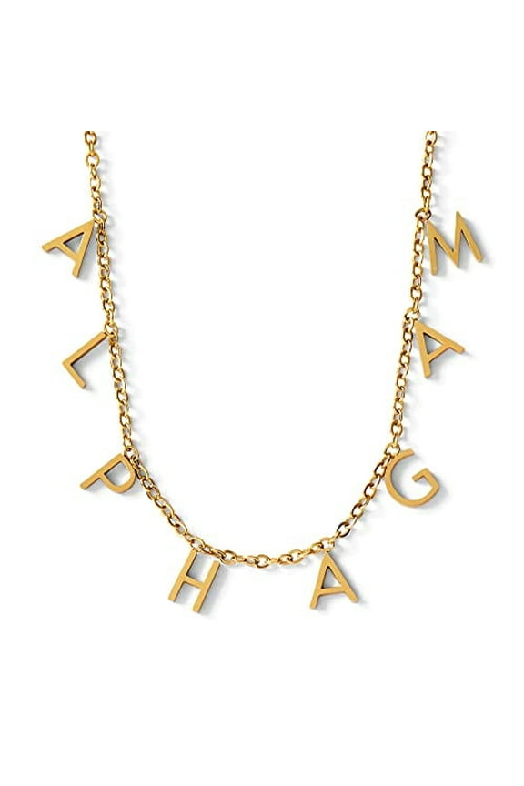 Sorority Shop Alpha Gamma Delta Necklace AGD Name Necklace, 18K Gold Plated Sorority Gifts Necklace, Long-Lasting Alpha Gamma Delta Gifts for Women