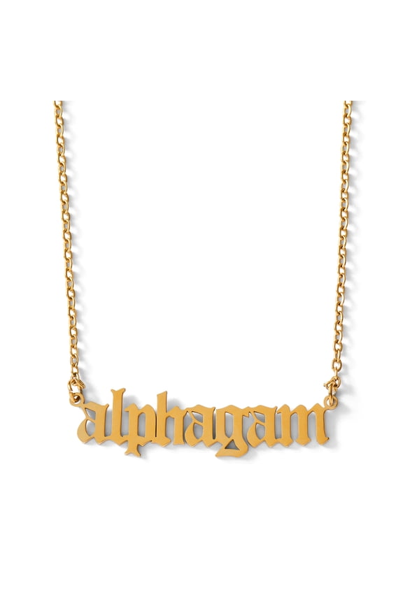 Alpha Gamma Delta Necklace  AGD Old English Font Design, 18K Gold Plated, Gifts for Women
