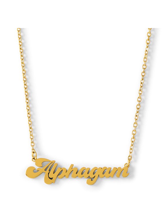 Alpha Gamma Delta Necklace Retro Font Design with 18K Gold Plating, Gifts for Women