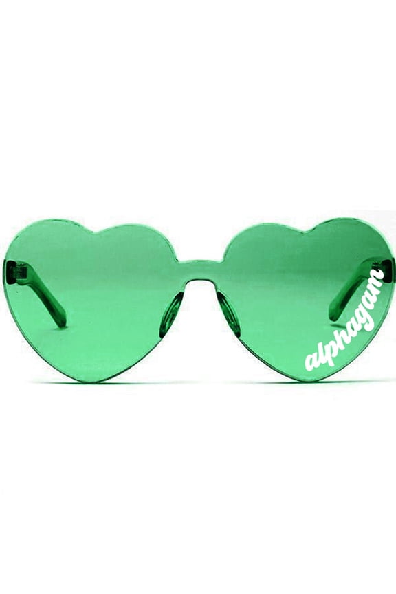 Alpha Gamma Delta Sunglasses  Heart Shaped Sunglasses printed with ACO Logo