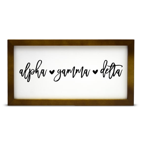 Sorority Shop Alpha Gamma Delta Wall Art - 17" X 9" Rectangle Wood Framed Wall Decor, Wall Sign with Script Design