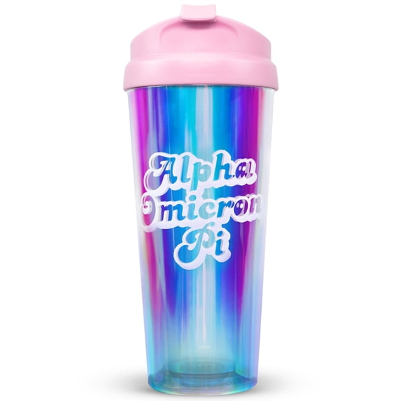 Sorority Shop Alpha Omicron Pi 16 Oz Tumbler - Double-Walled, Vacuum Insulated Acrylic Tumbler With Retro Style Sorority Name