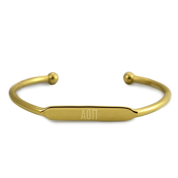 Sorority Shop Alpha Omicron Pi Bracelet, 18k Gold-Plated Adjustable Cuff Bracelet with Greek Letters