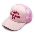 thumbnail image 1 of Sorority Shop Alpha Omicron Pi Baseball Cap - Mesh Trucker-Style Hat, Padded Front Panel and Snap Closure (Pink), 1 of 5