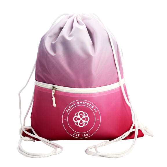 Sorority Shop Alpha Omicron Pi Drawstring Backpack, Ombre Color Design