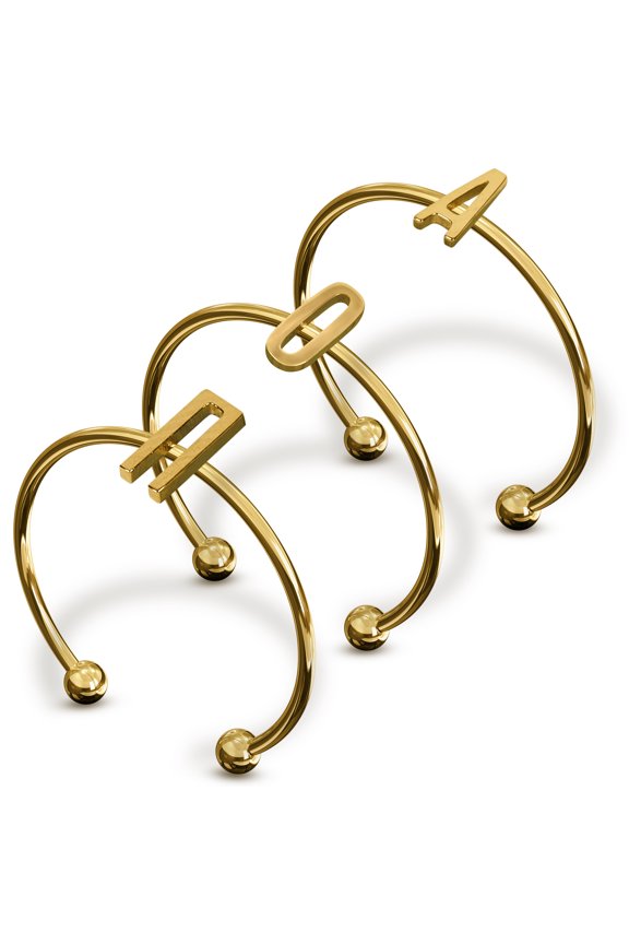 Alpha Omicron Pi Stacking Ring Set - Adjustable Rings with 18k Gold Plating