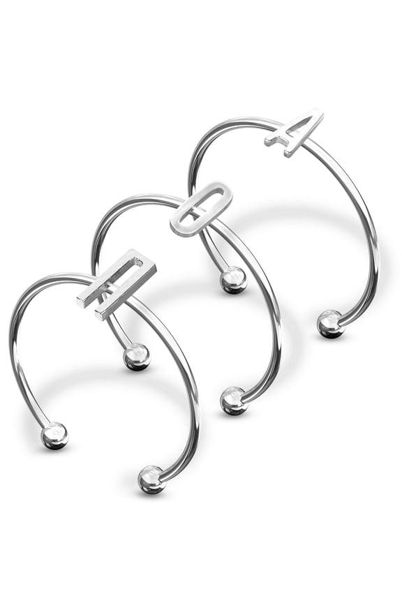 Alpha Omicron Pi Stacking Ring Set - Adjustable Rings with Silver Plating