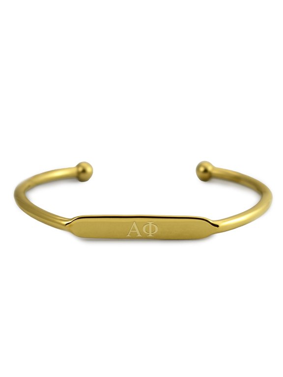 Alpha Phi Bracelet, 18k Gold-Plated Adjustable Cuff Bracelet with Greek Letters
