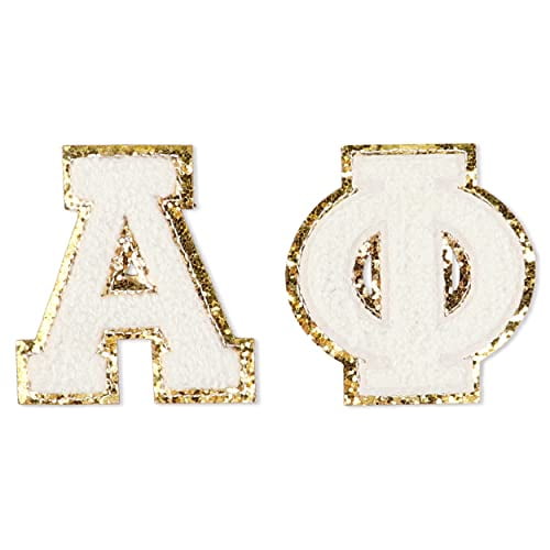 Sorority Shop Alpha Phi Chenille Letter Stickers - Adhesive Back, Set of 2 Greek Letters
