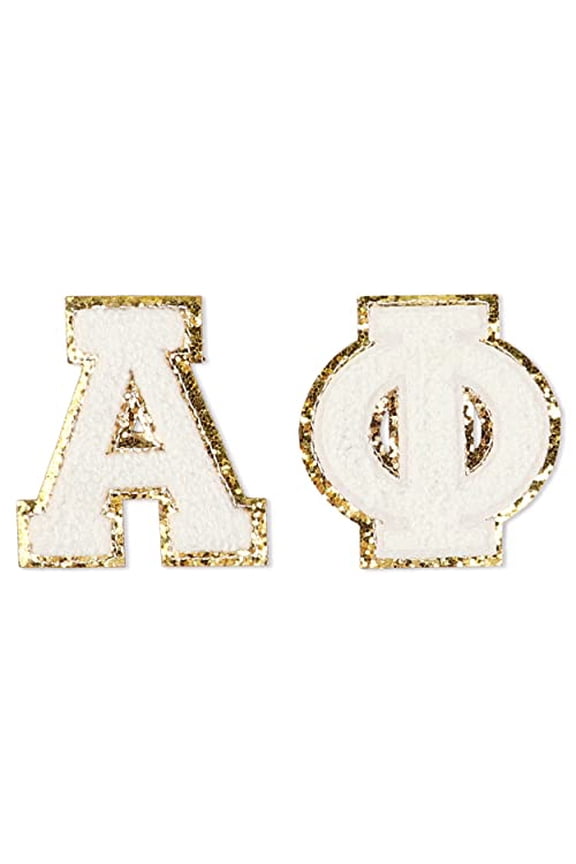 Sorority Shop Alpha Phi Chenille Letter Stickers - Adhesive Back, Set of 2 Greek Letters