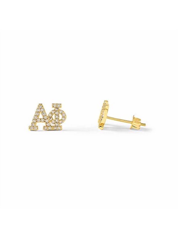 Sorority Shop Alpha Phi Earrings AP 18K Gold Plated Sorority Gifts Earrings, Long-Lasting Alpha Phi Gifts for Women