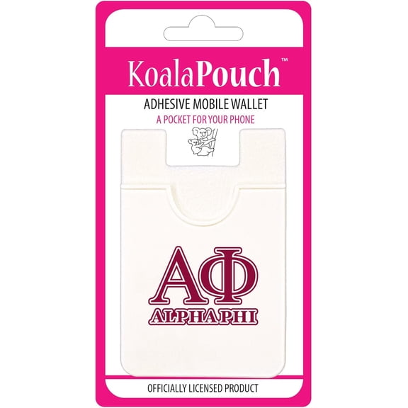 Sorority Shop Alpha Phi - Koala Pouch - Adhesive Cell Phone Wallet with AP Greek Letter Design