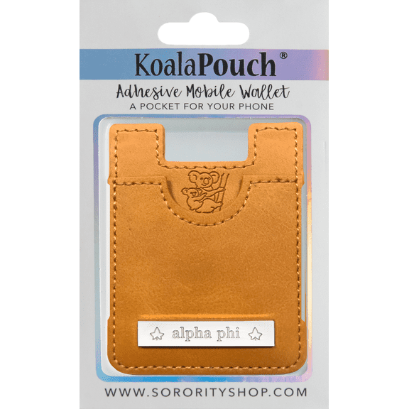 Sorority Shop Alpha Phi - Leather Style Koala Pouch - Adhesive Mobile Wallet