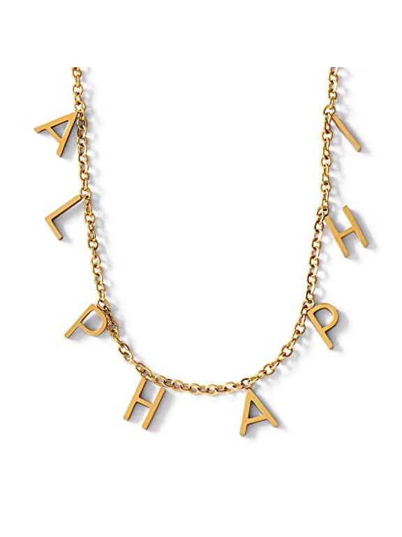 Sorority Shop Alpha Phi Necklace — AP Name Necklace, 18K Gold Plated Sorority Gifts Necklace, Long-Lasting Alpha Phi Gifts for Women