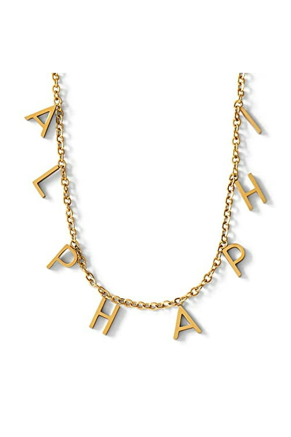 Sorority Shop Alpha Phi Necklace AP Name Necklace, 18K Gold Plated Sorority Gifts Necklace, Long-Lasting Alpha Phi Gifts for Women