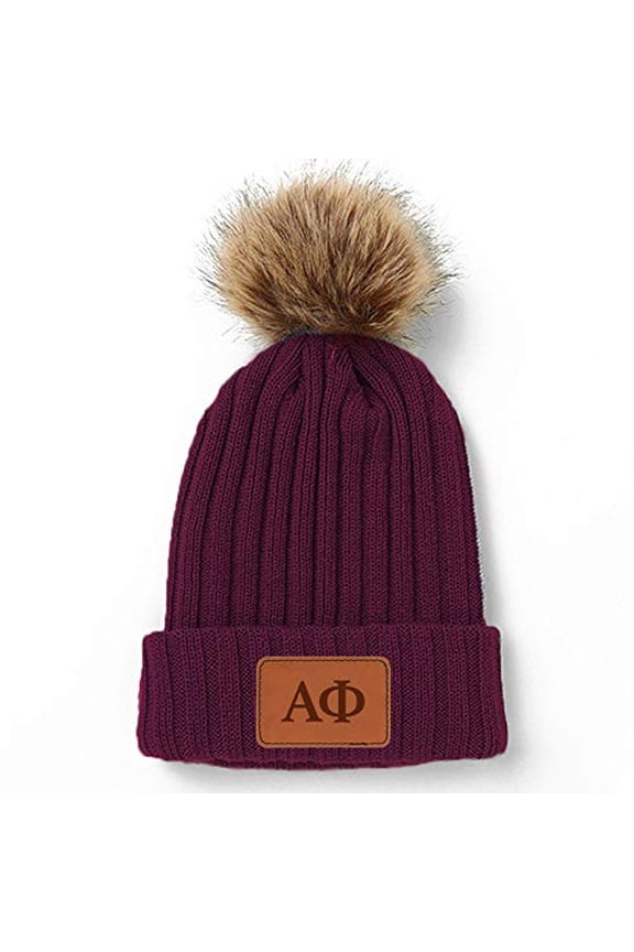 Sorority Shop Alpha Phi Pom Pom Beanie Hat (Maroon)