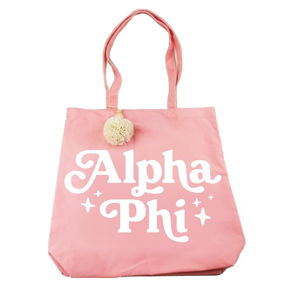 Sorority Shop Alpha Phi Retro Pom Pom Tote Bag