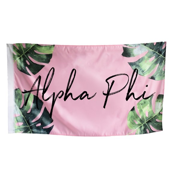 Sorority Shop Alpha Phi - Sorority Letter Flag (Tropical Design)