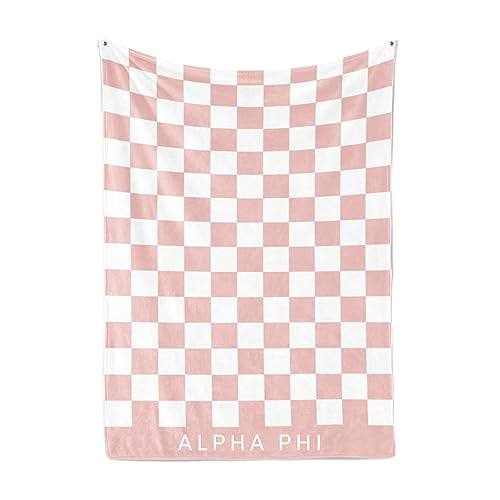 Sorority Shop Alpha Phi Thick Blanket - Stylish Checkered Blanket Perfect for Big Little Sorority Gifts - Soft, Cozy, and Comfortable Gift Blanket for Women - 50" X 62"