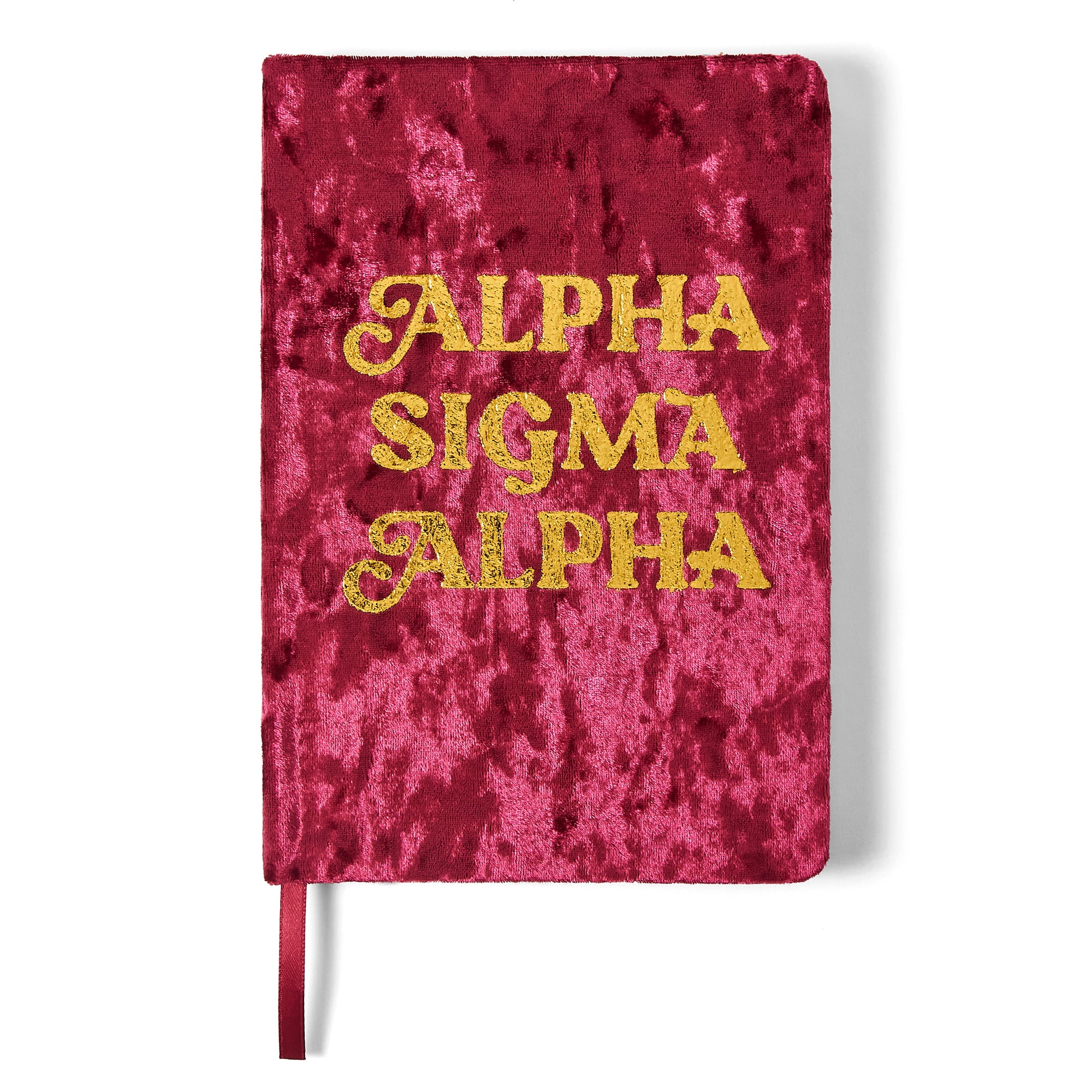 Sorority Shop Alpha Sigma Alpha Notebook - ASA Velvet Notebook, With Velvet Cover, Gold Foil Imprint, Satin Ribbon, 216 Lined Pages, Glued Binding - Sorority Journal