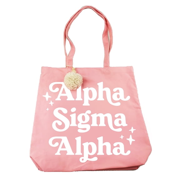 Sorority Shop Alpha Sigma Alpha Retro Pom Pom Tote Bag