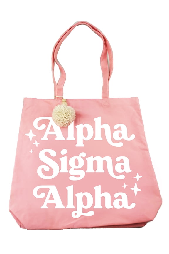 Alpha Sigma Alpha Retro Pom Pom Tote Bag