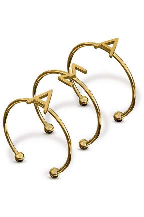 Alpha Sigma Alpha Stacking Ring Set - Adjustable Rings with 18k Gold Plating