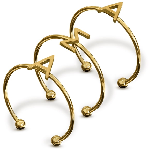 Sorority Shop Alpha Sigma Alpha Stacking Ring Set - Adjustable Rings with 18k Gold Plating