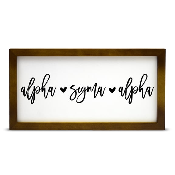 Sorority Shop Alpha Sigma Alpha Wall Art - 17" X 9" Rectangle Wood Framed Wall Decor, Wall Sign with Script Design