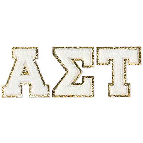 Sorority Shop Alpha Sigma Tau Chenille Letter Stickers - Adhesive Back, Set of 3 Greek Letters