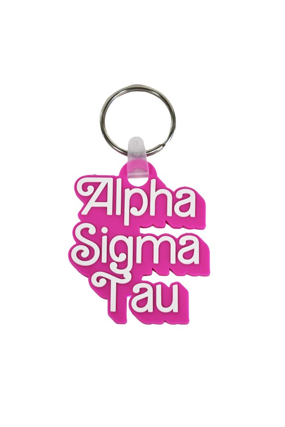 Alpha Sigma Tau Keychain - Retro Dolly Sorority Name Design