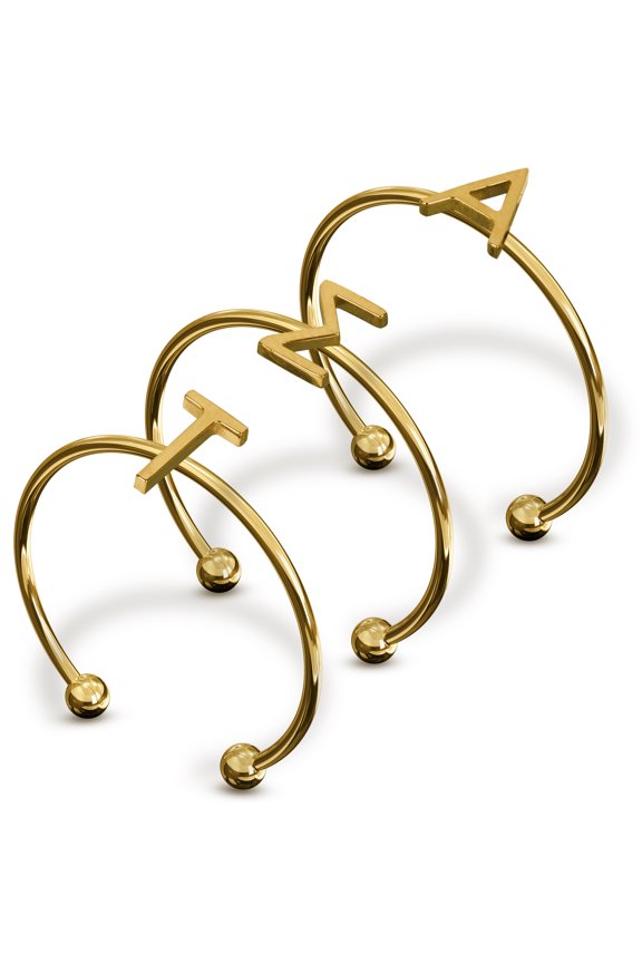 Alpha Sigma Tau Stacking Ring Set - Adjustable Rings with 18k Gold Plating