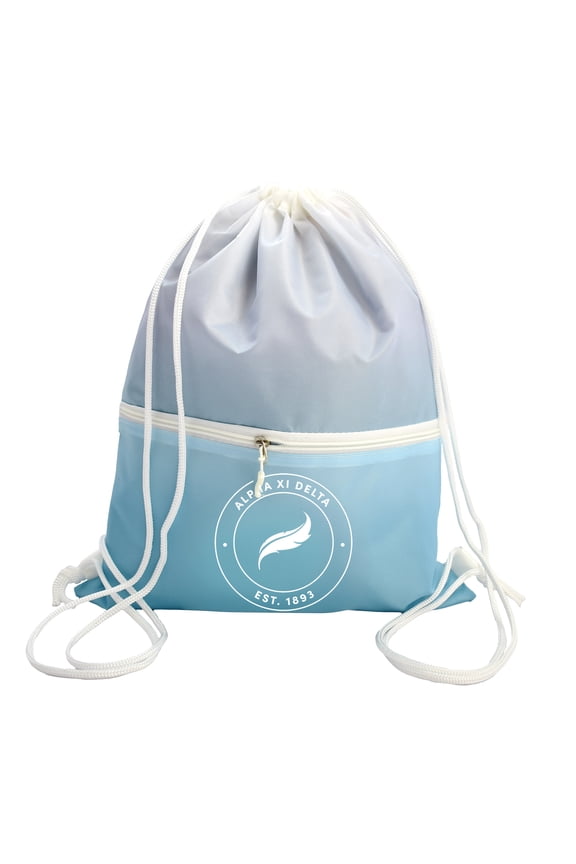 Alpha Xi Delta Drawstring Backpack, Ombre Color Design