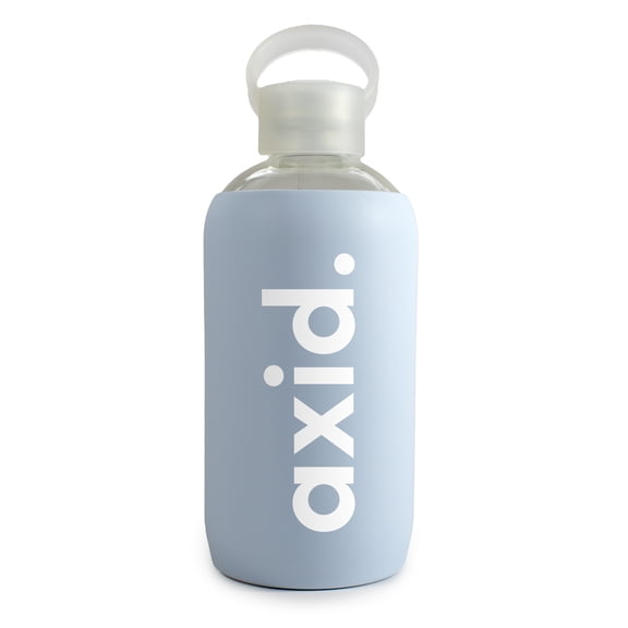 Sorority Shop Alpha Xi Delta Glass Water Bottle with Silicone Sleeve - 16 Oz Reusable Water Bottle with Leakproof Cap