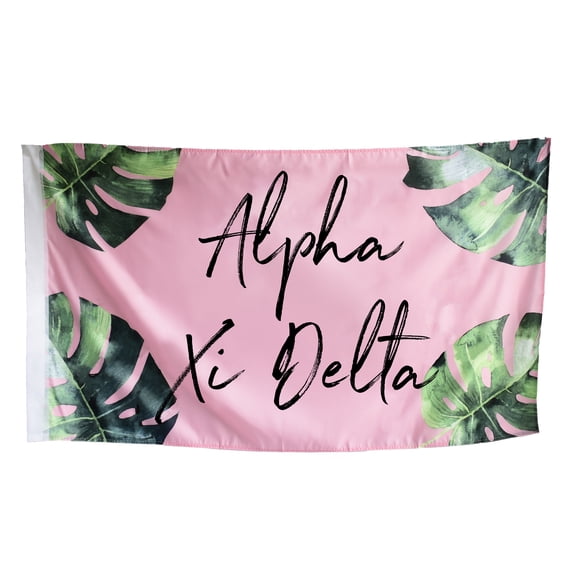 Sorority Shop Alpha Xi Delta - Sorority Letter Flag (Tropical Design)