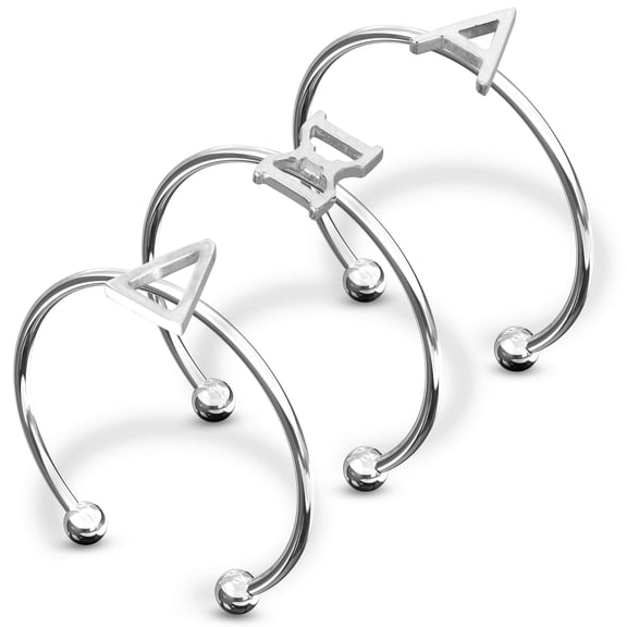 Sorority Shop Alpha Xi Delta Stacking Ring Set - Adjustable Rings with Silver Plating
