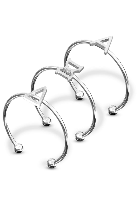 Alpha Xi Delta Stacking Ring Set - Adjustable Rings with Silver Plating