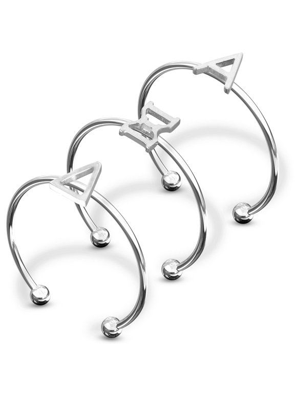 Alpha Xi Delta Stacking Ring Set - Adjustable Rings with Silver Plating