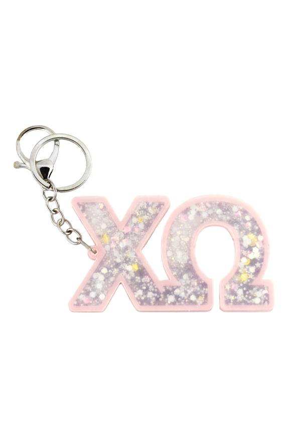 Chi Omega Glitter Keychain