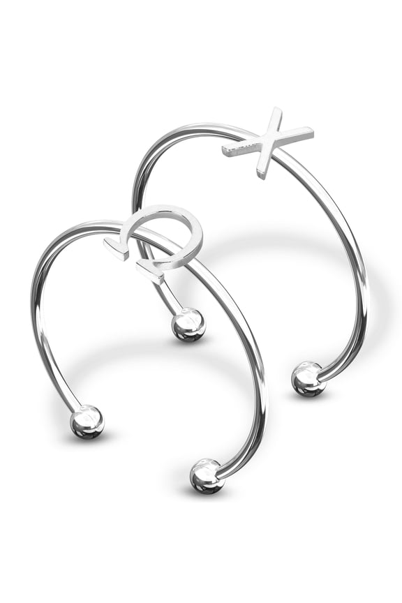 Chi Omega Stacking Ring Set - Adjustable Rings with Silver Plating
