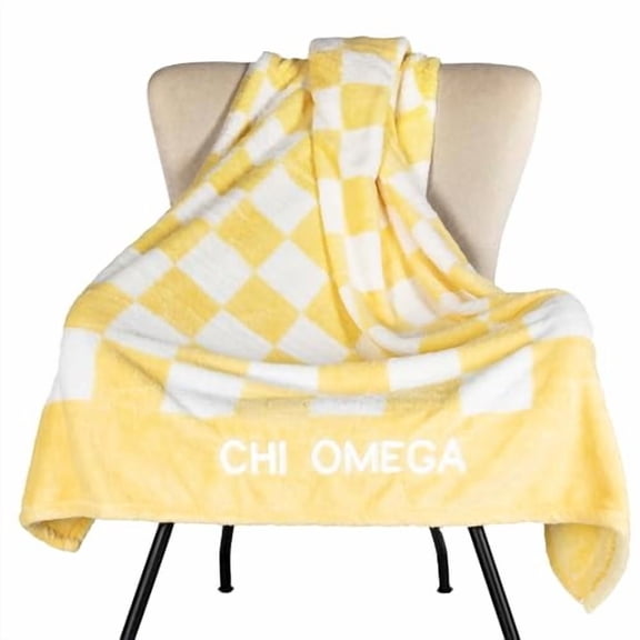 Sorority Shop Chi Omega Thick Blankets - Stylish Checkered Blankets Perfect for Big Little Sorority Gifts - Soft, Cozy, and Comfortable Gift Blankets for Women - 50" X 62"