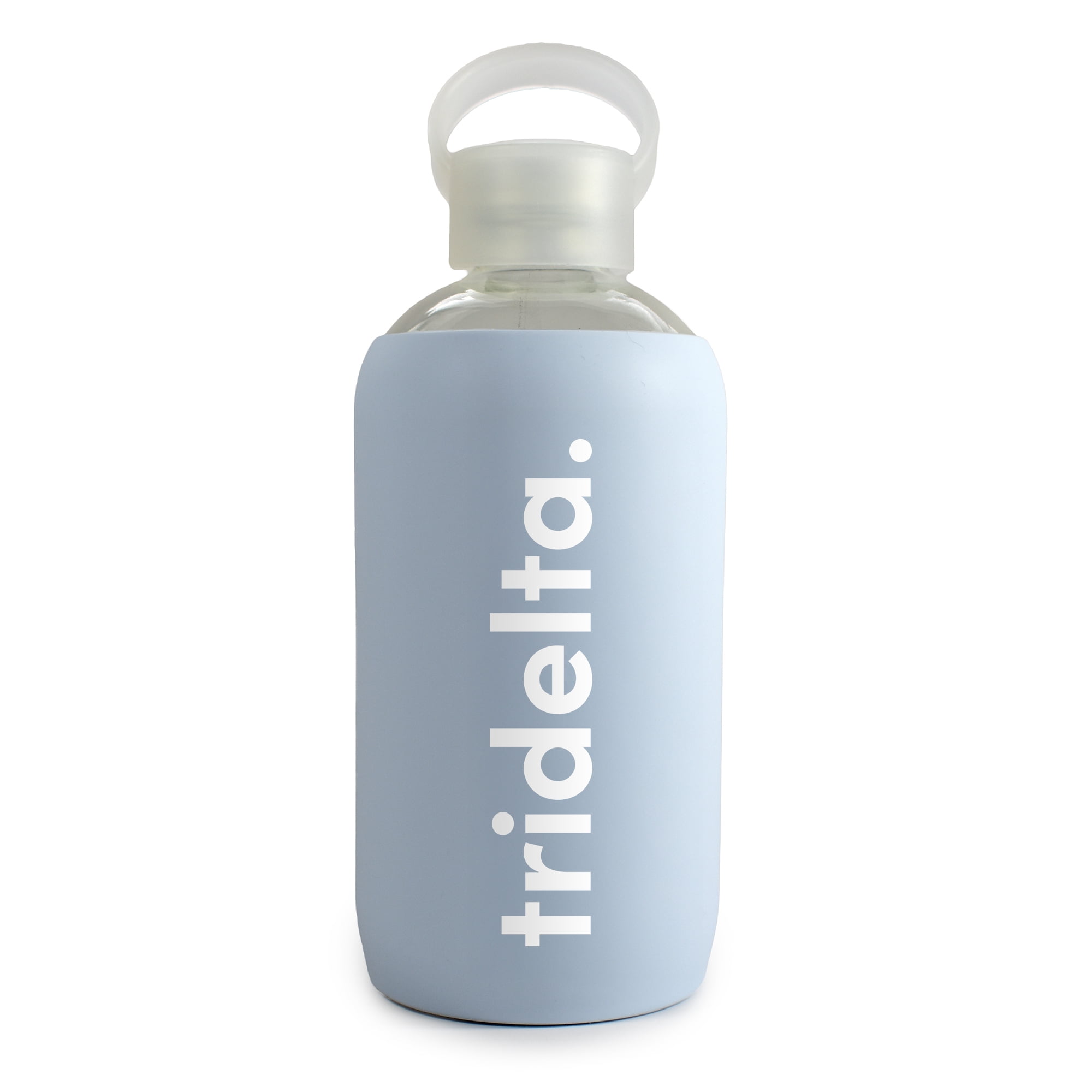 Sorority Shop Delta Delta Delta Glass Water Bottle with Silicone Sleeve - 16 Oz Reusable Water Bottle with Leakproof Cap