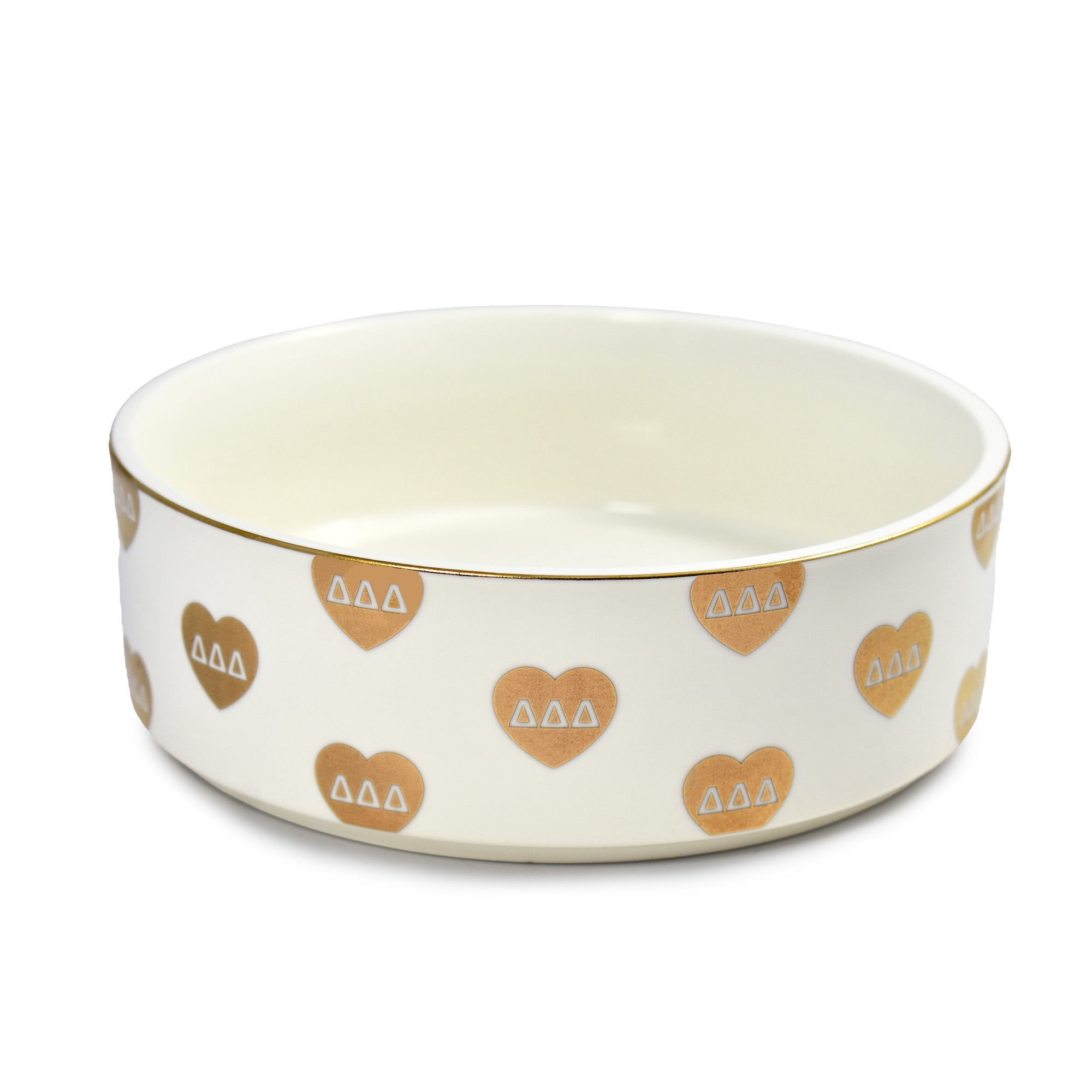 Sorority Shop Delta Delta Delta Pet Bowl, 6" Ceramic Bowl for Dogs and Cats, Heart Design with Sorority Greek Letters, Use for Food or Water