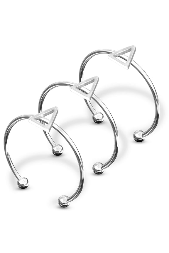 Delta Delta Delta Stacking Ring Set - Adjustable Rings with Silver Plating