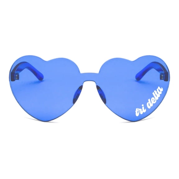 Sorority Shop Delta Delta Delta Sunglasses Heart Shaped Sunglasses printed with "tri delta" Nickname