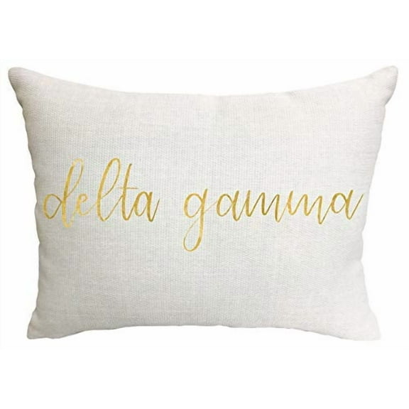 Sorority Shop Delta Gamma Pillow – Gold Script Design, 12" x 16" Lumbar Pillow Sorority