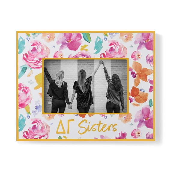 Sorority Shop Delta Gamma Sister Picture Frames with Cute Floral Design, for 4" x 6" Pictures, Gifts for Women